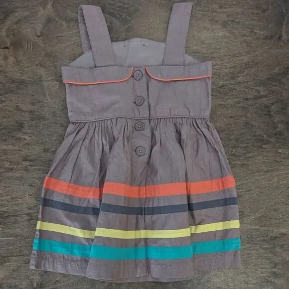 Mini Boden Girls Brown Sleeveless Striped Cotton Summer Dress Outfit Size 1.5-2Y - Picture 4 of 9